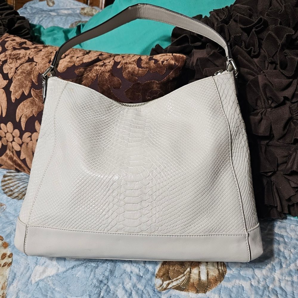 Coach Charlie Python Embossed Hobo Shoulder Bag Purse - Picture 2 of 8
